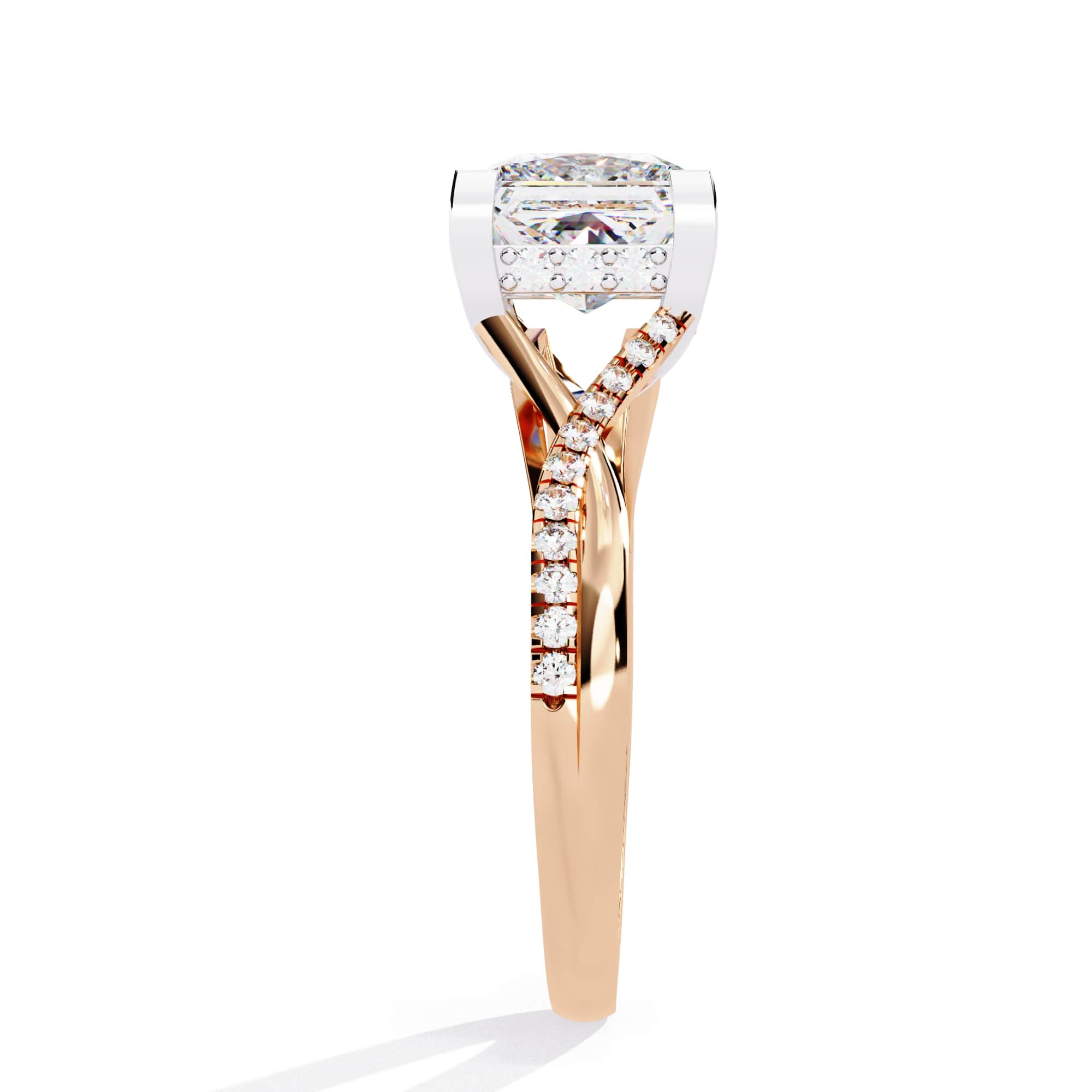 Radiant VVS Emerald Cut Central Brilliance Ring