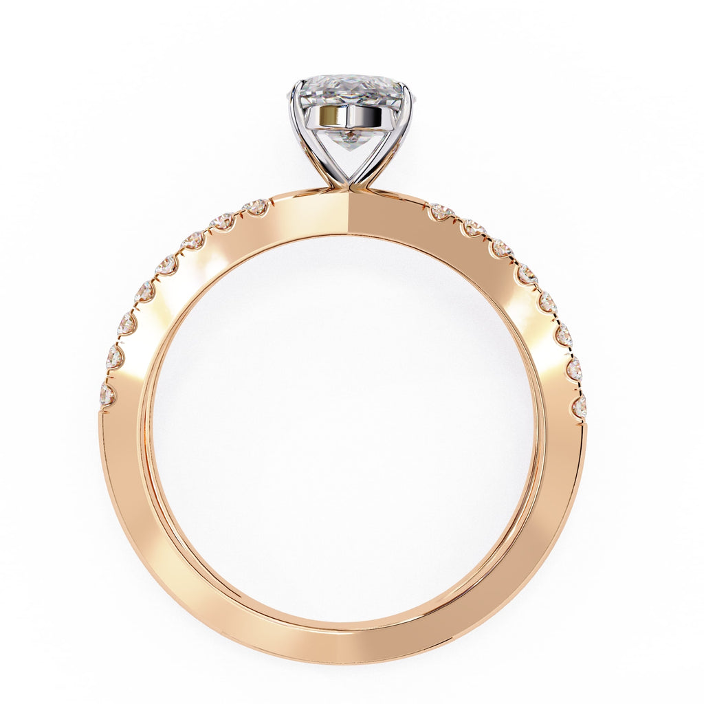 Radiant Central Stone Diamond Ring with Shimmering Side Accents