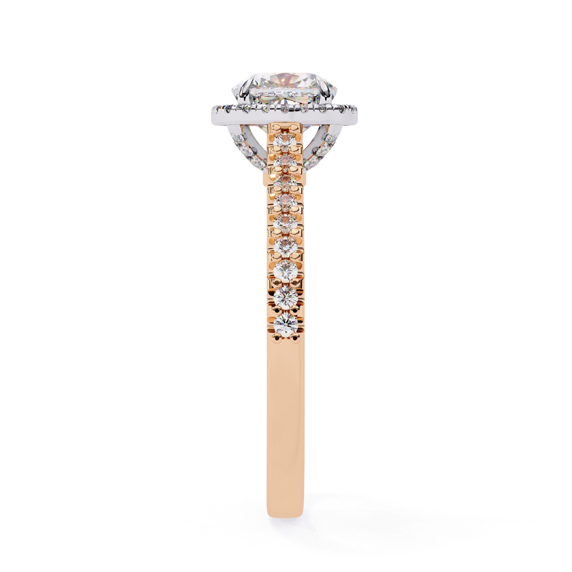 Radiant Central Stone Diamond Ring with Shimmering Side Accents