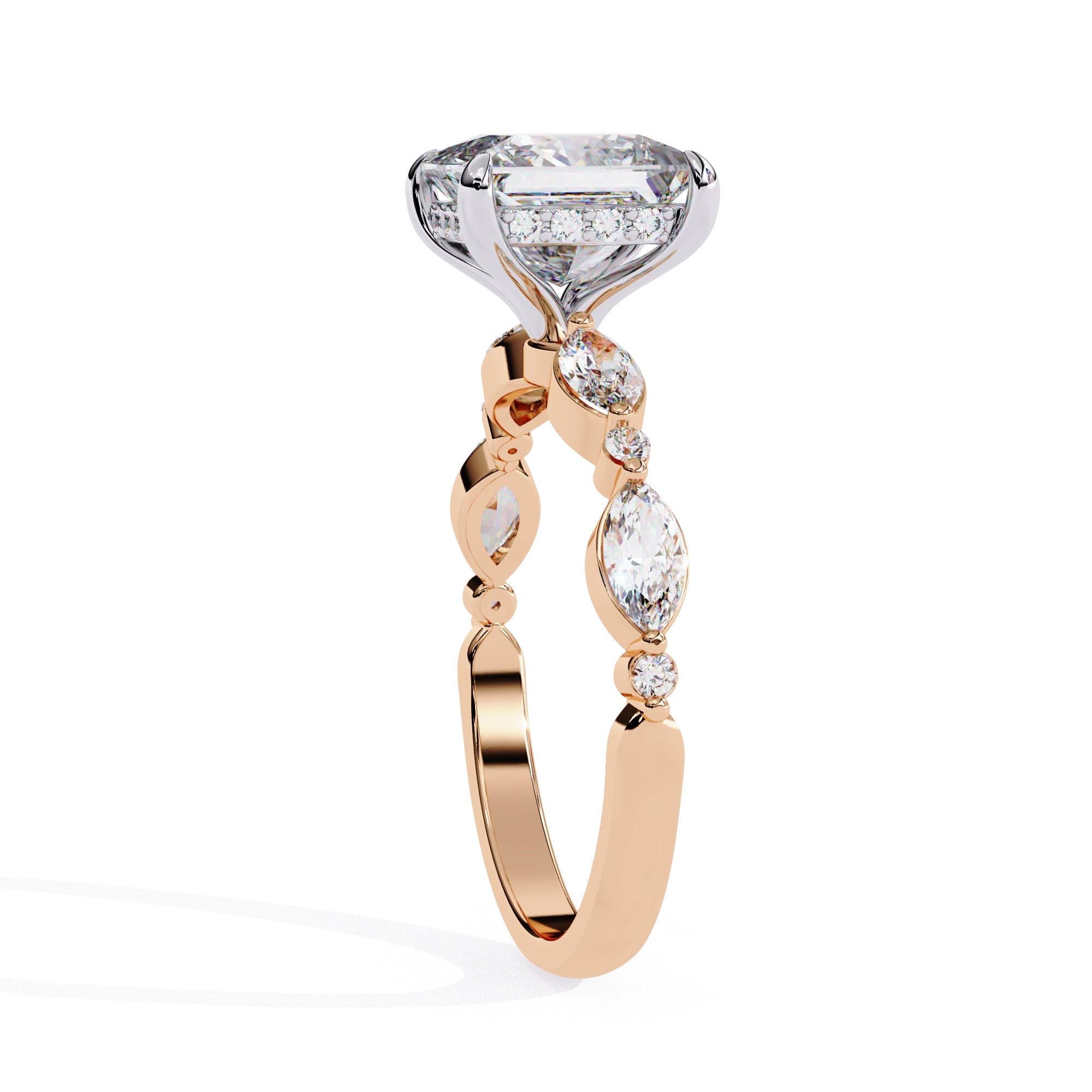 Elegant Central Stone Diamond Ring with Radiant Side Accents