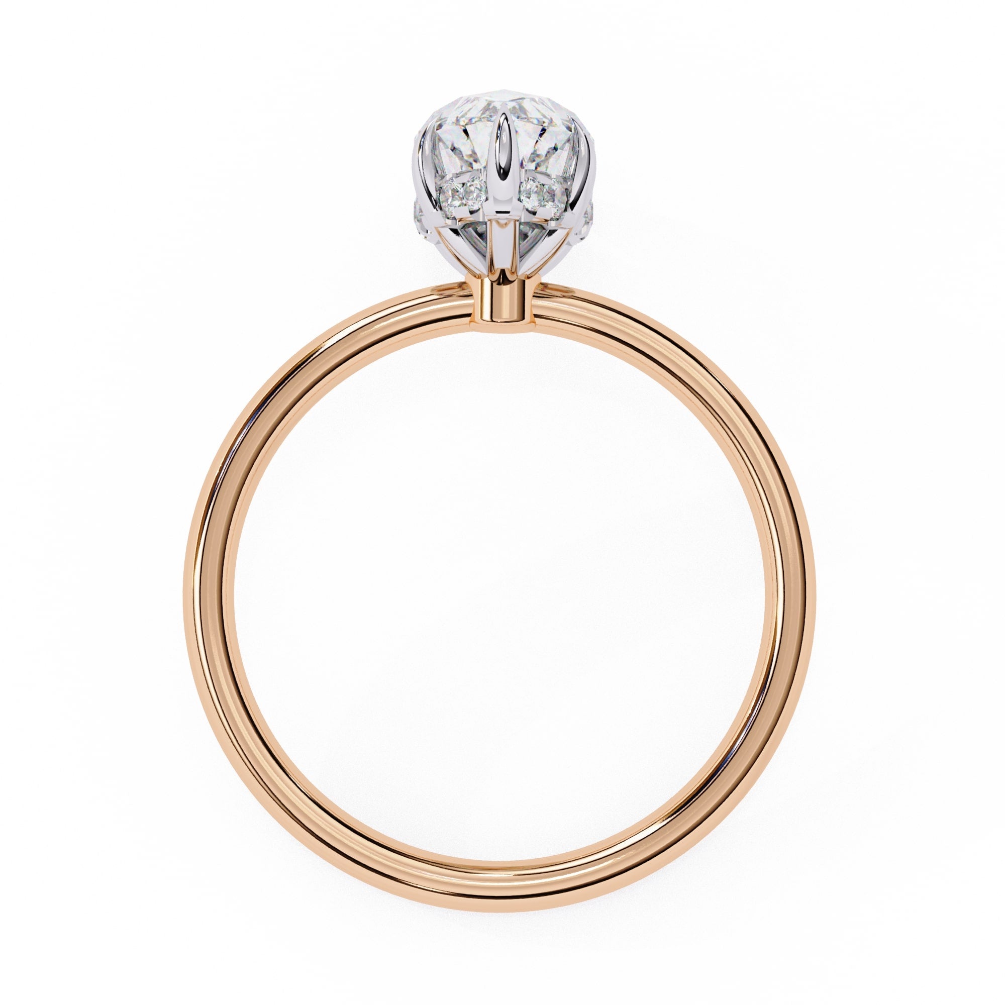 Elegant Diamond Central Stone Side Accent Ring