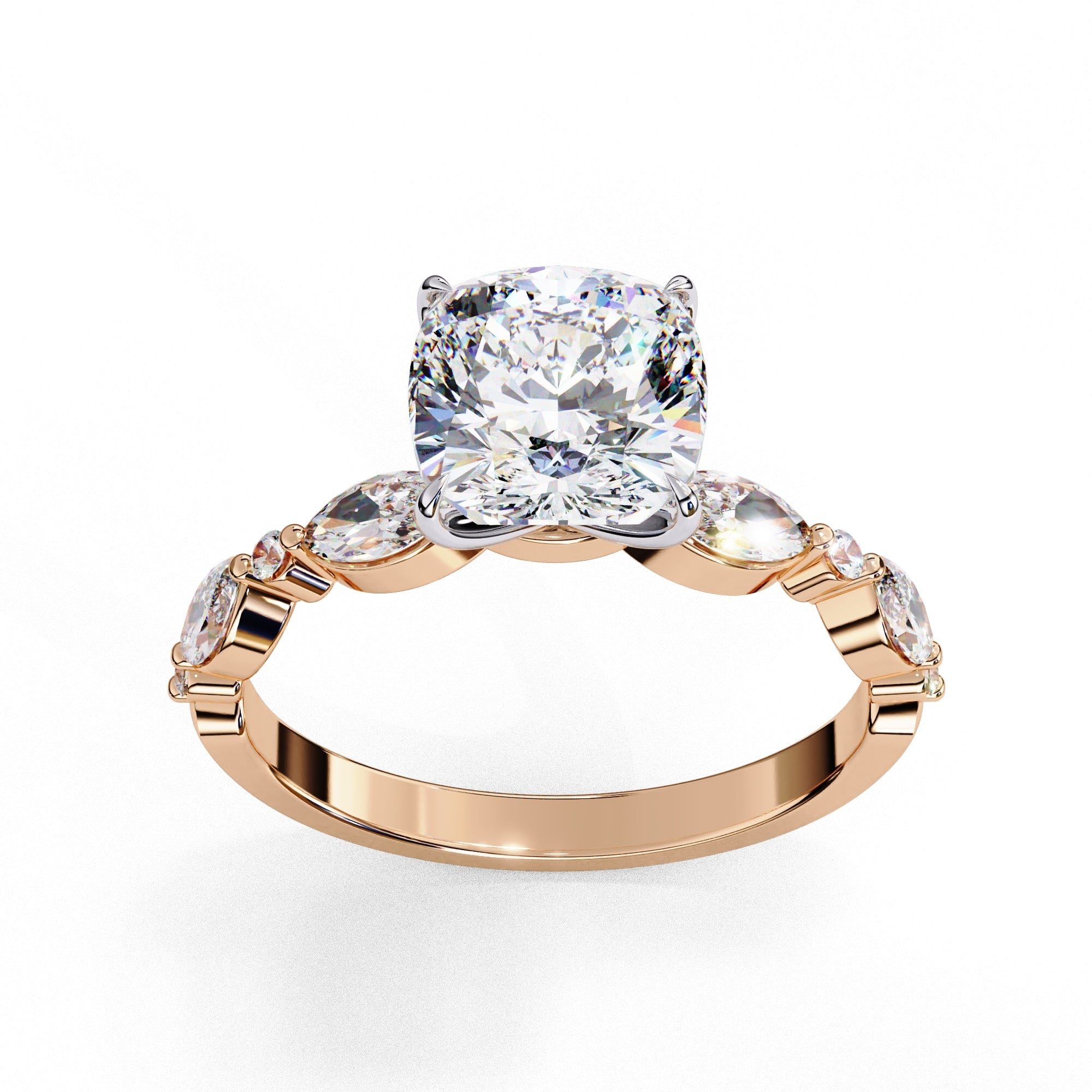 Elegant Diamond Central Stone Ring with Brilliant Side Accents