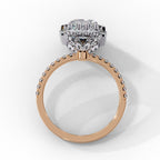 Radiant Central Stone Diamond Ring with Shimmering Side Accents