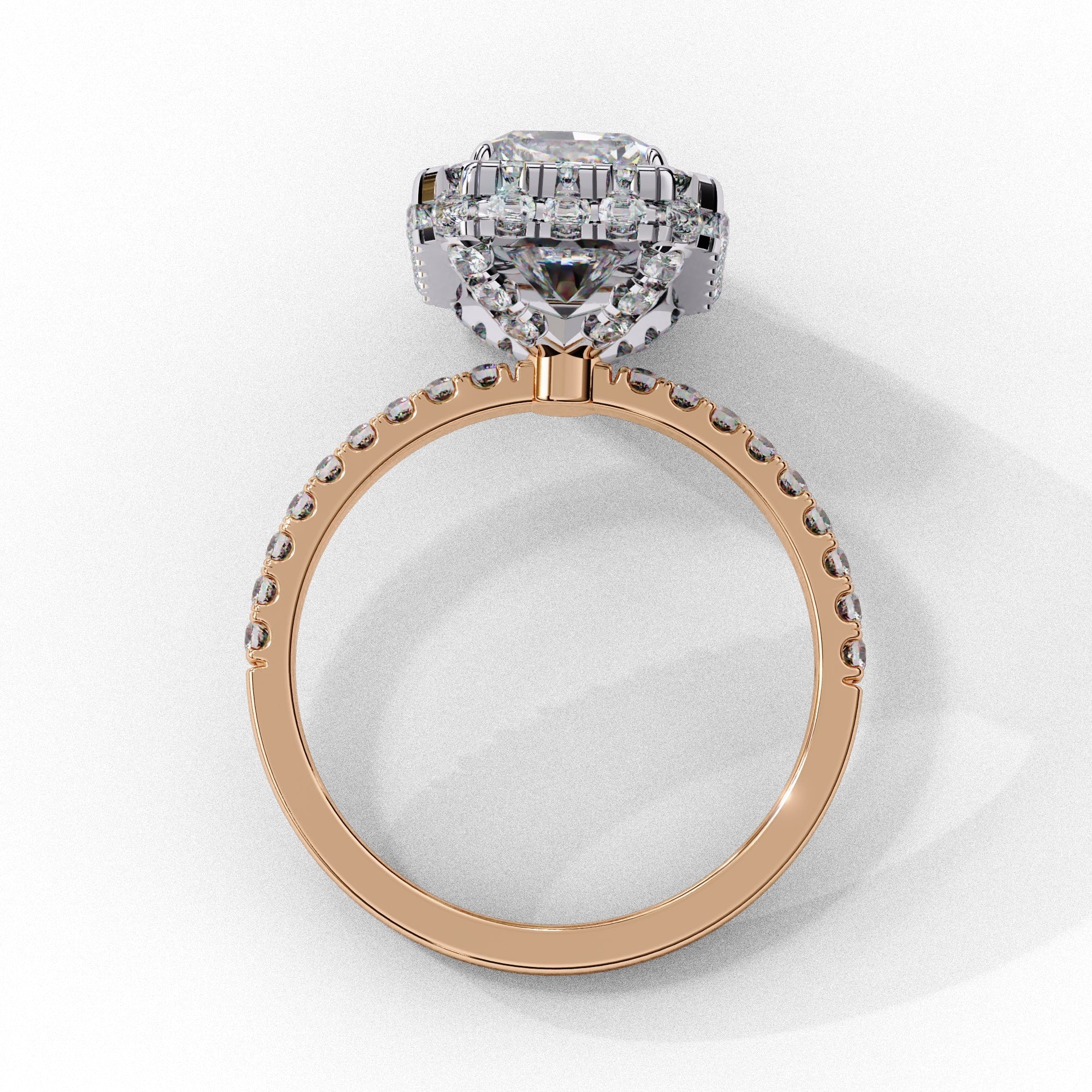 Radiant Central Stone Diamond Ring with Shimmering Side Accents