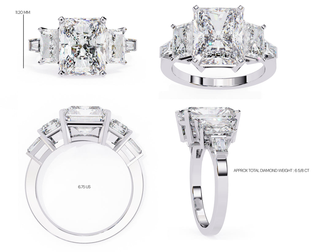 Elegant Central Stone Diamond Ring with Radiant Side Accents