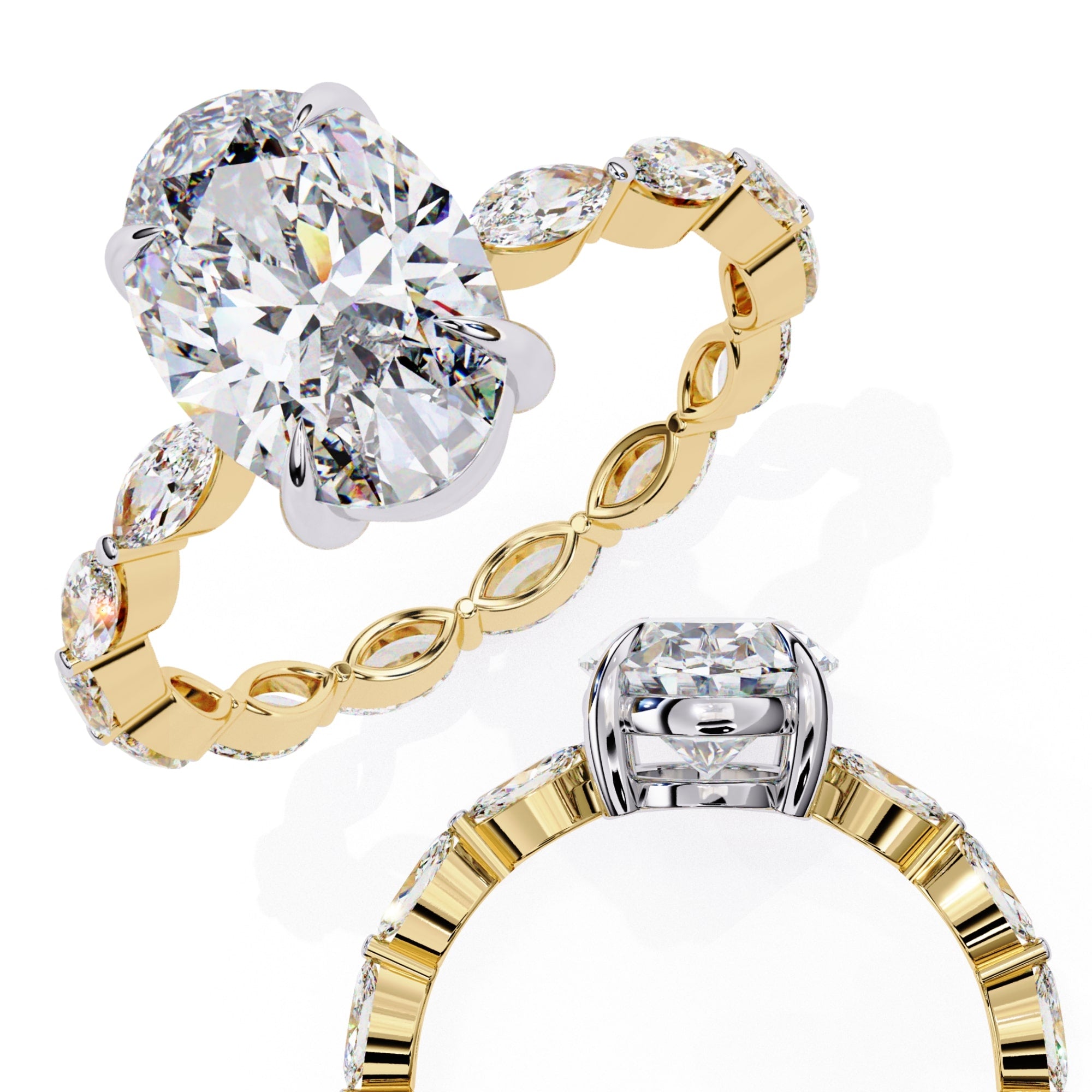 Elegant Diamond Central Stone Ring with Brilliant Side Accents