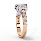 Radiant Multi-Stone Diamond Ring with Brilliant Side Accents