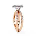 Radiant Central Stone Diamond Ring with Shimmering Side Accents