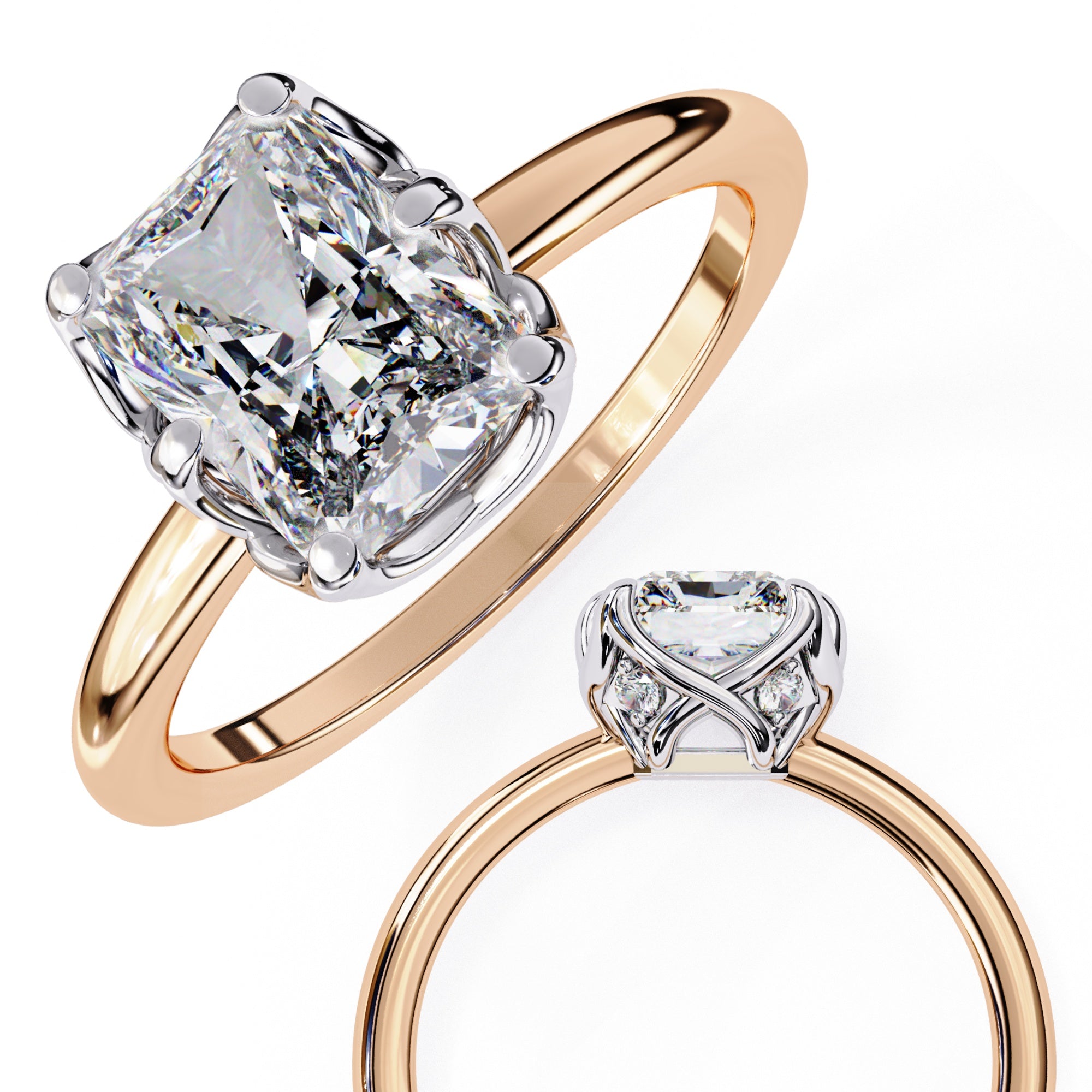 Elegant Central Stone Diamond Ring with Radiant Side Accents