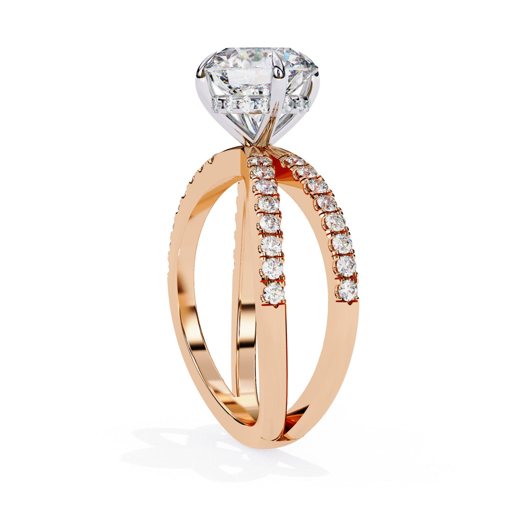 Radiant Central Stone Diamond Ring with Shimmering Side Accents