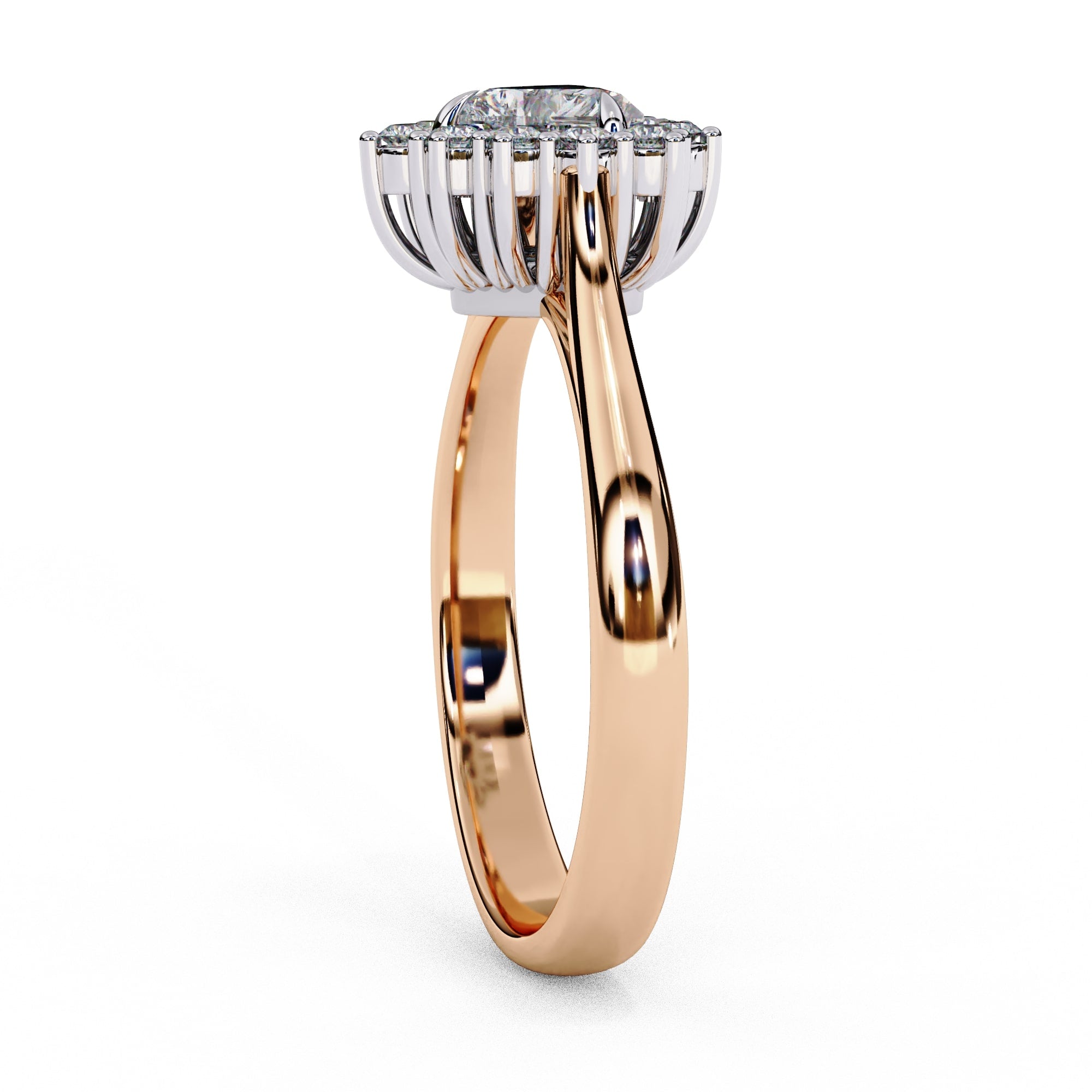 Radiant Central Stone Diamond Ring with Sparkling Side Accents