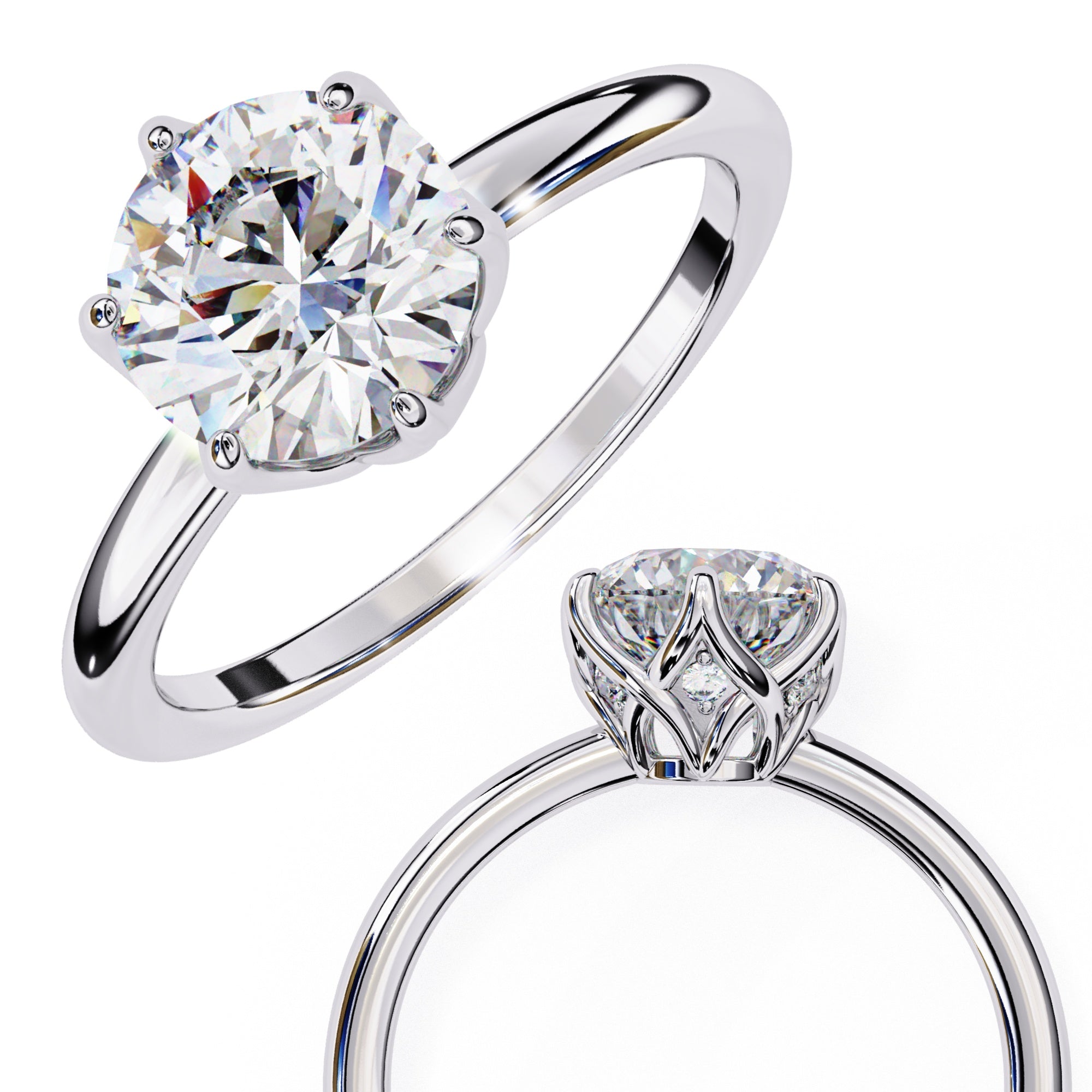 Elegant Central Stone Diamond Ring with Side Accents