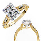 Radiant Solitaire Diamond Ring with Sparkling Side Stone Accents
