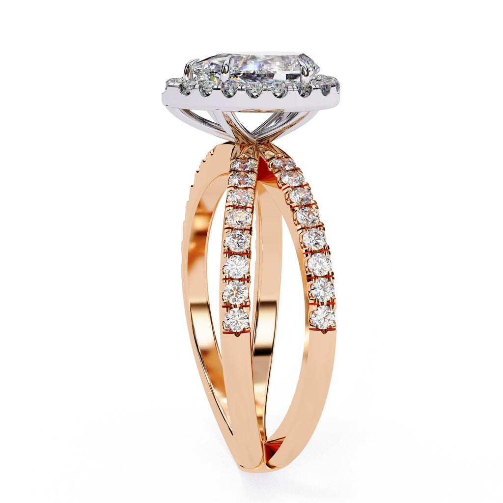Radiant Central Stone Diamond Ring with Shimmering Side Accents