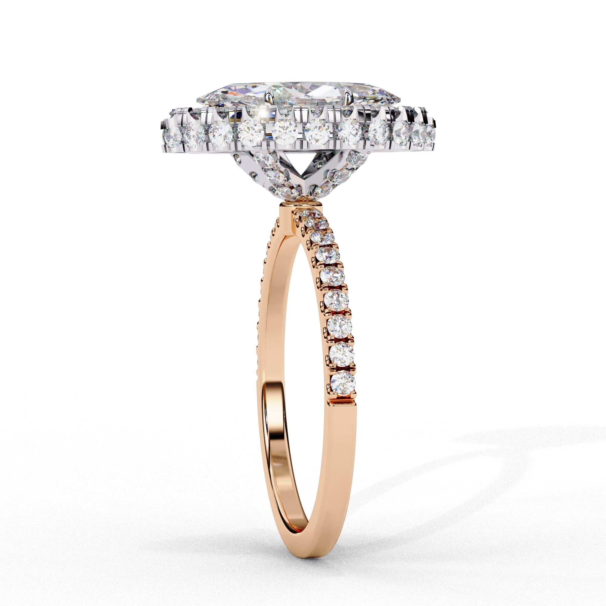 Radiant Diamond Cluster Central Stone Ring