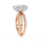Radiant Central Stone Diamond Ring with Shimmering Side Accents