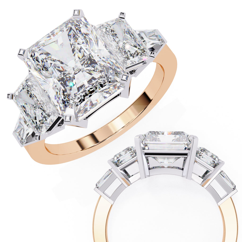 Elegant Central Stone Diamond Ring with Radiant Side Accents