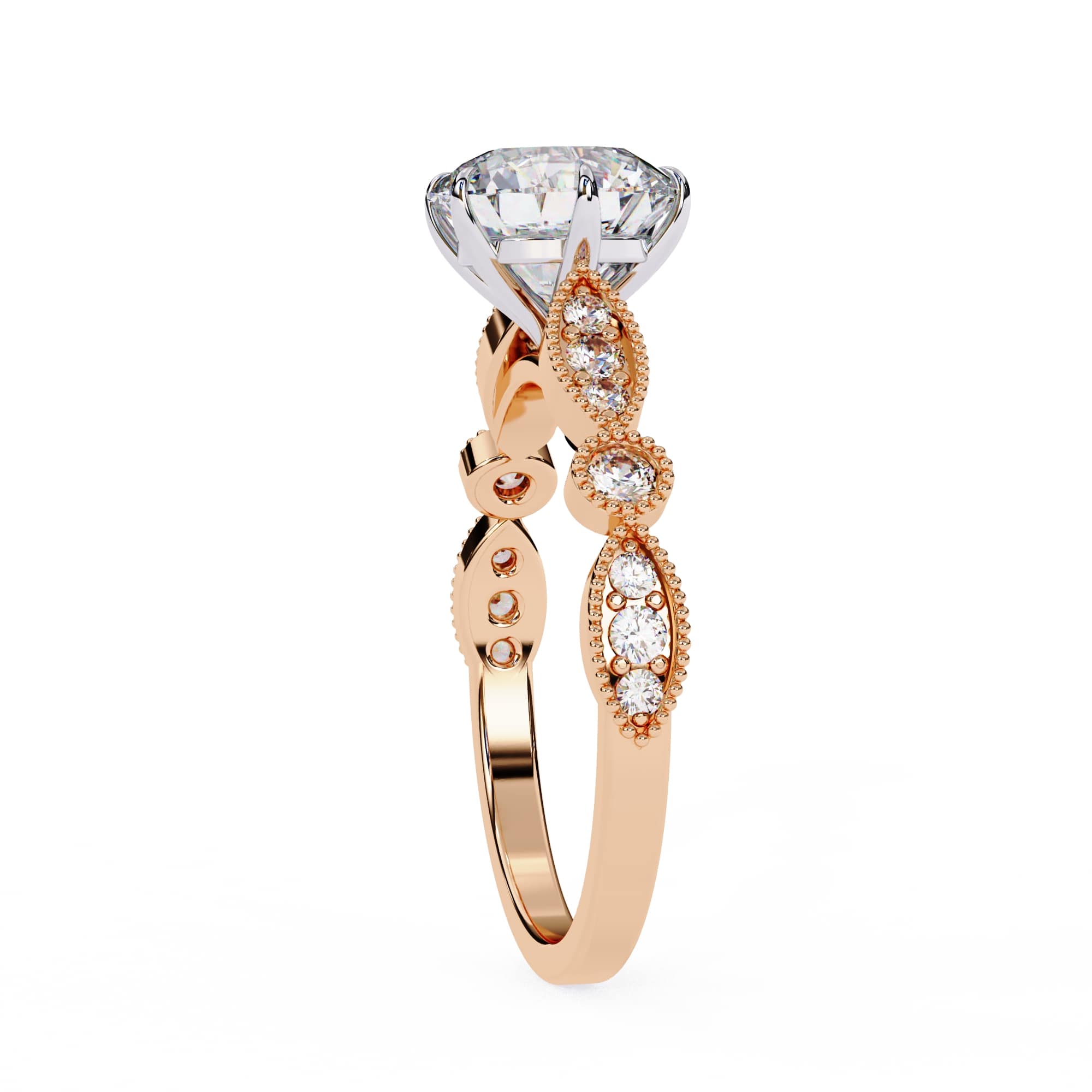 Elegant Central Stone Diamond Ring with Radiant Side Accents