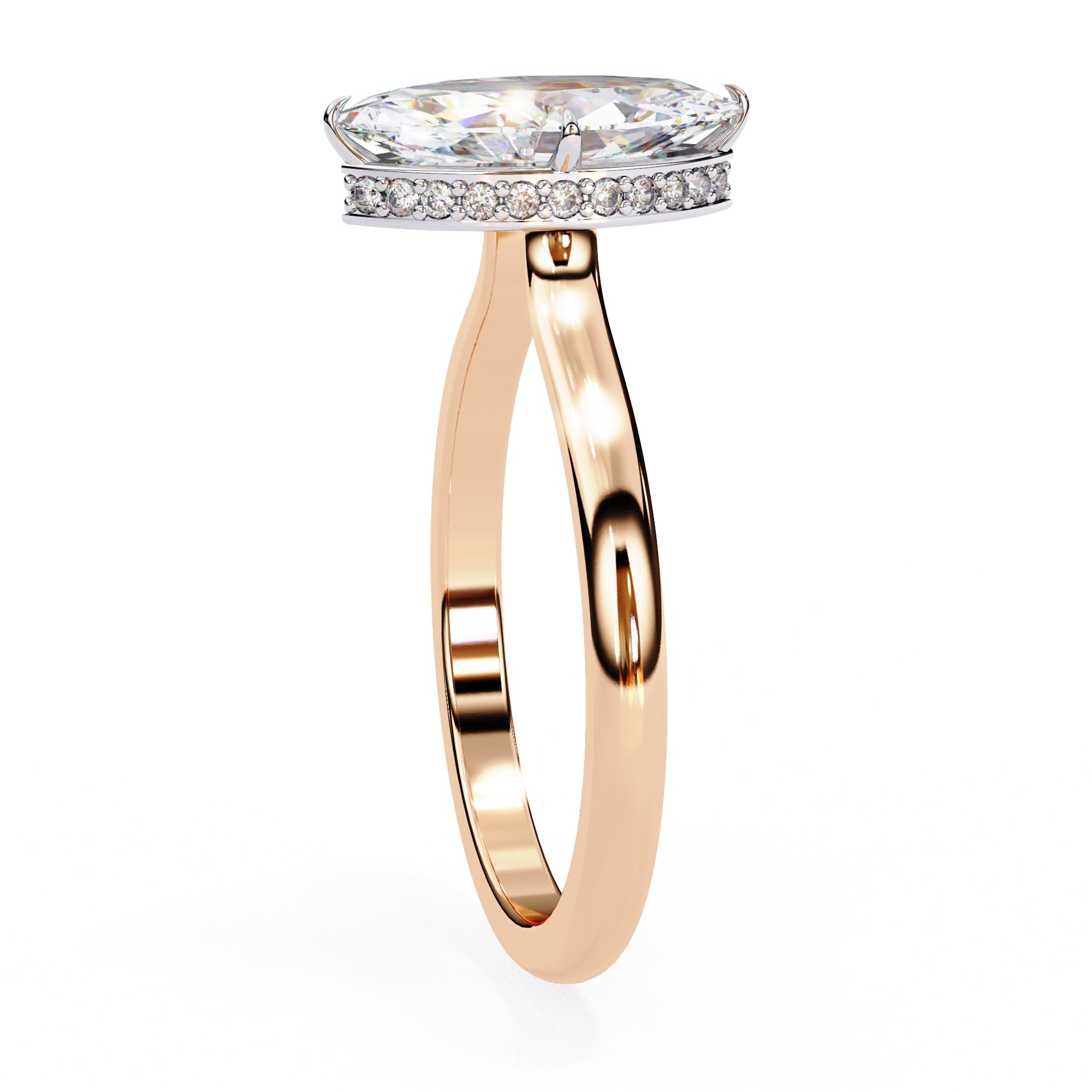 Radiant Central Stone Diamond Ring with Shimmering Side Accents