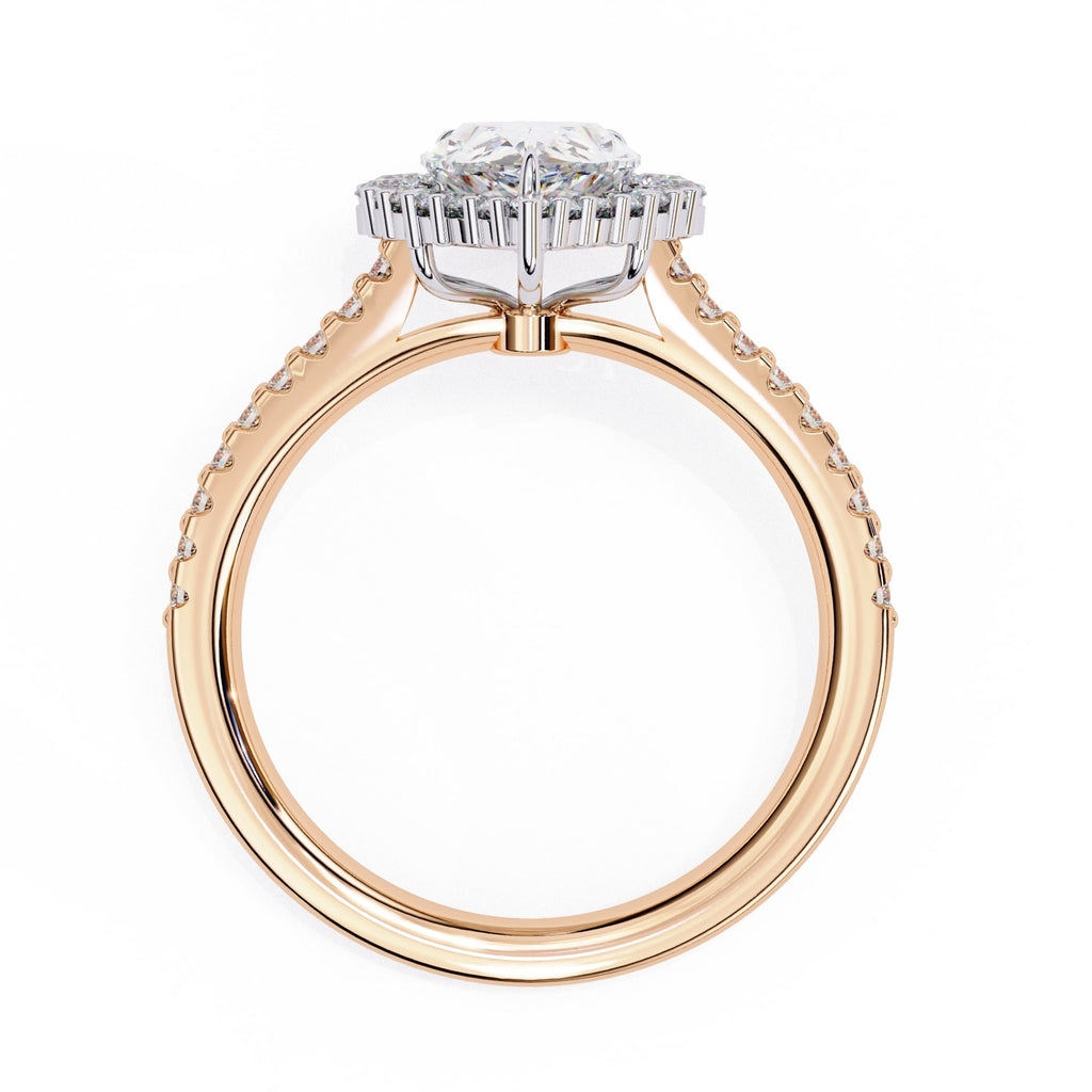 Radiant Central Stone Diamond Side Accent Ring