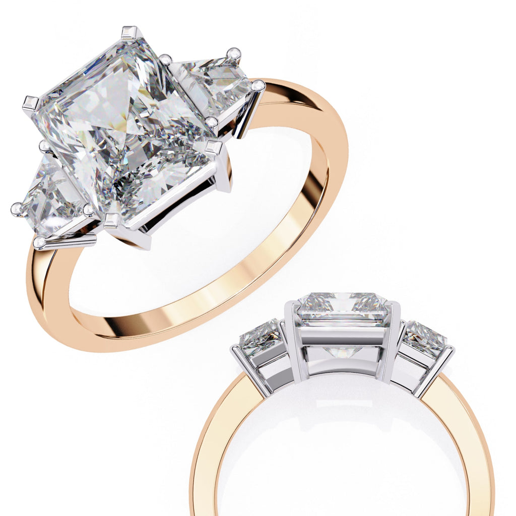 Radiant Central Stone Diamond Side Accents Ring