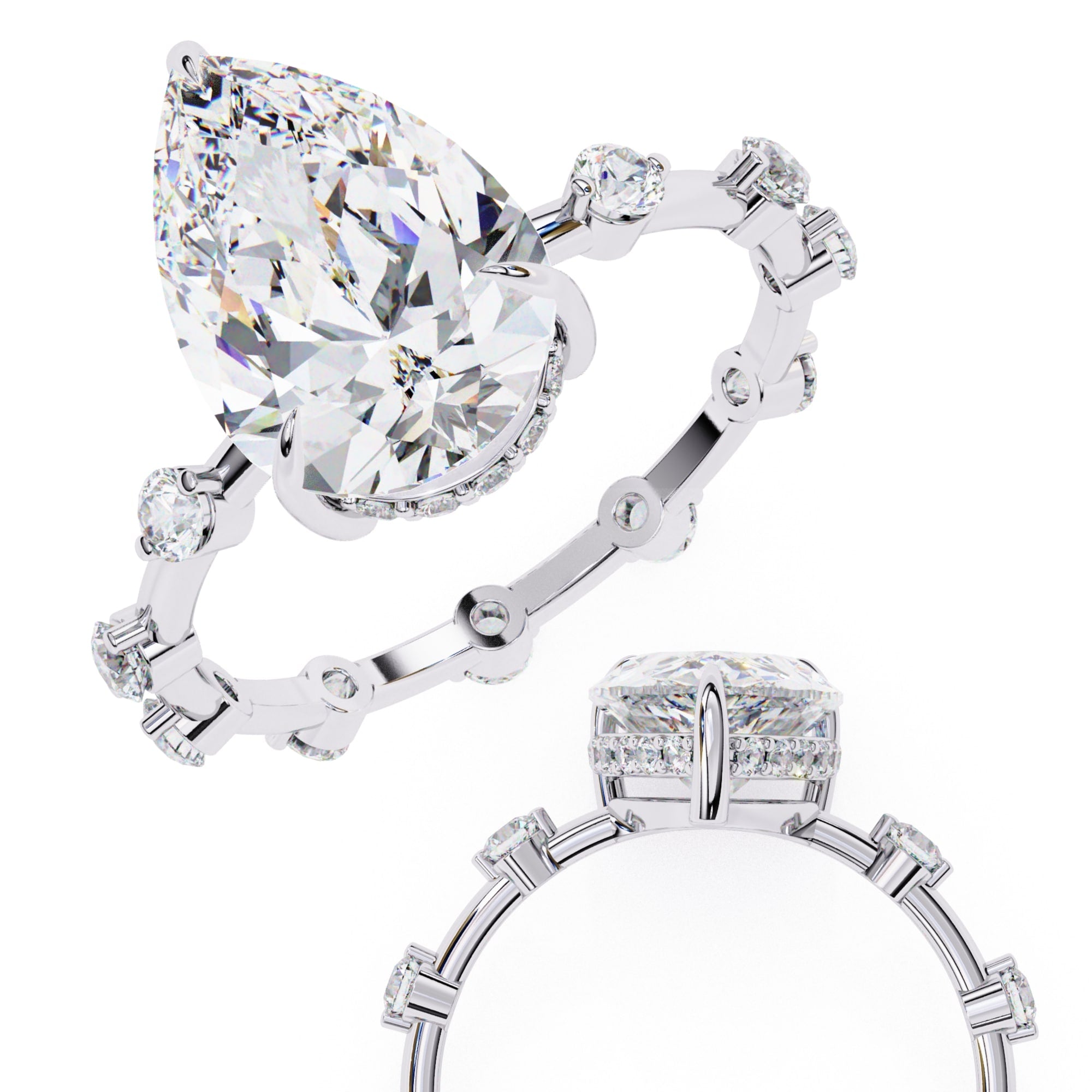 Elegant Central Stone Diamond Ring with Radiant Side Accents