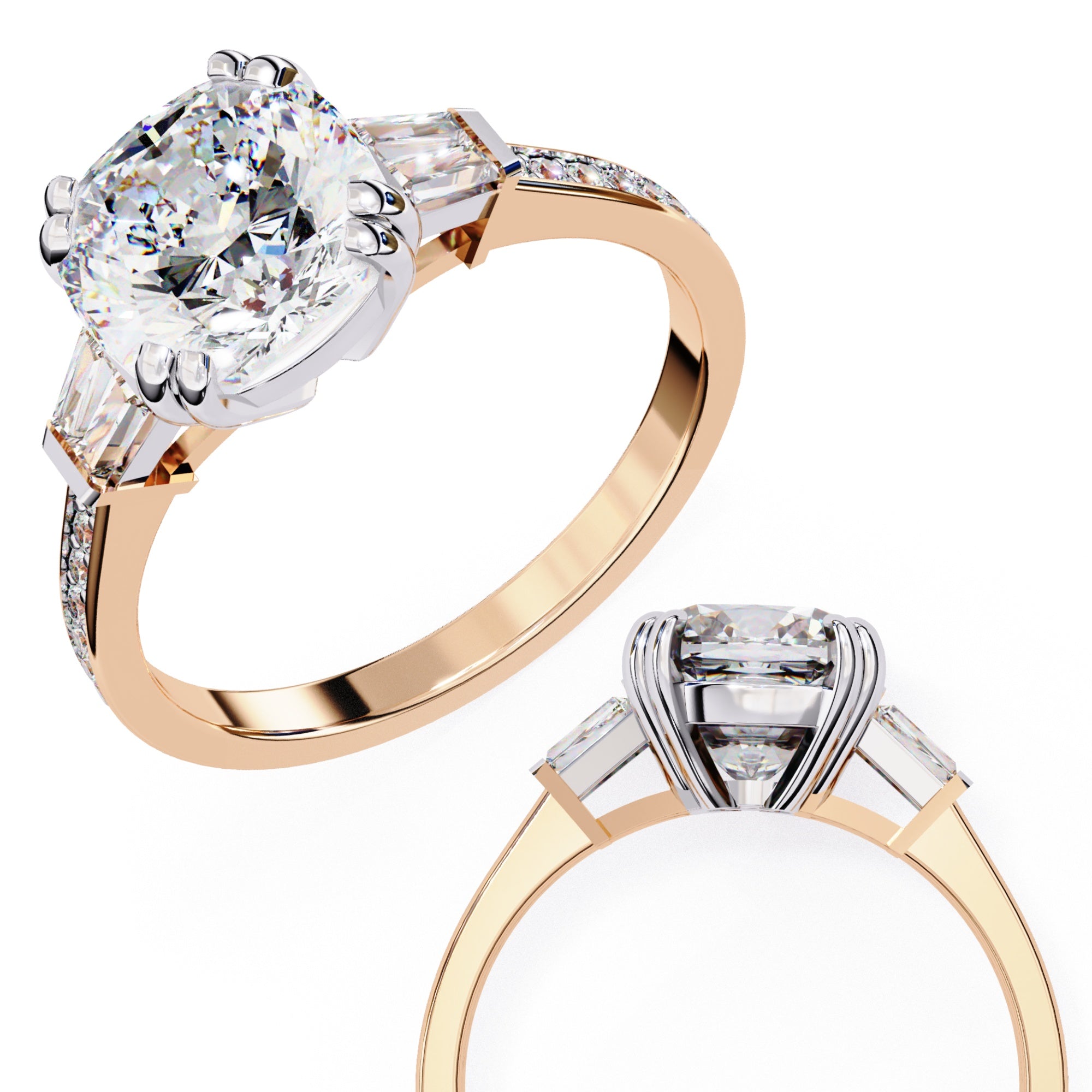Elegant Central Stone Diamond Ring with Side Accents