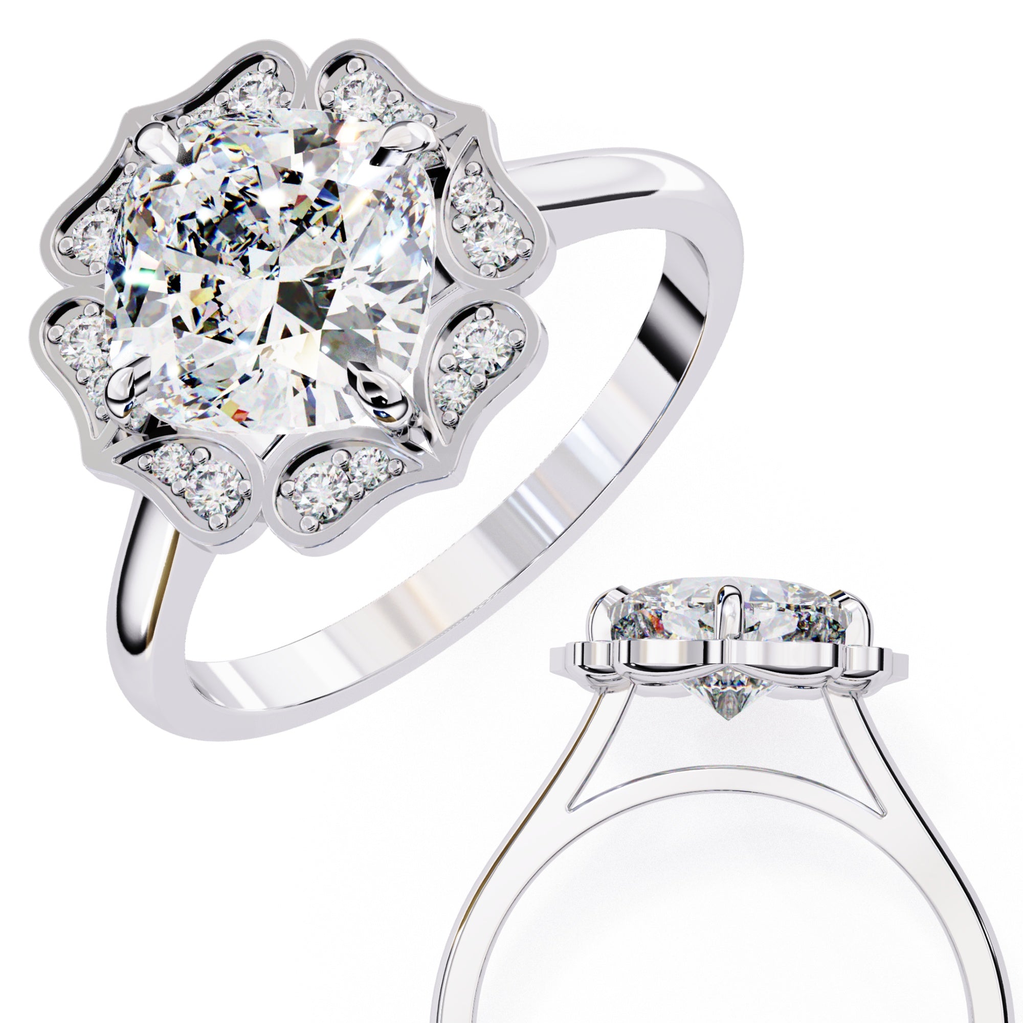 Elegant Diamond Central Stone Ring