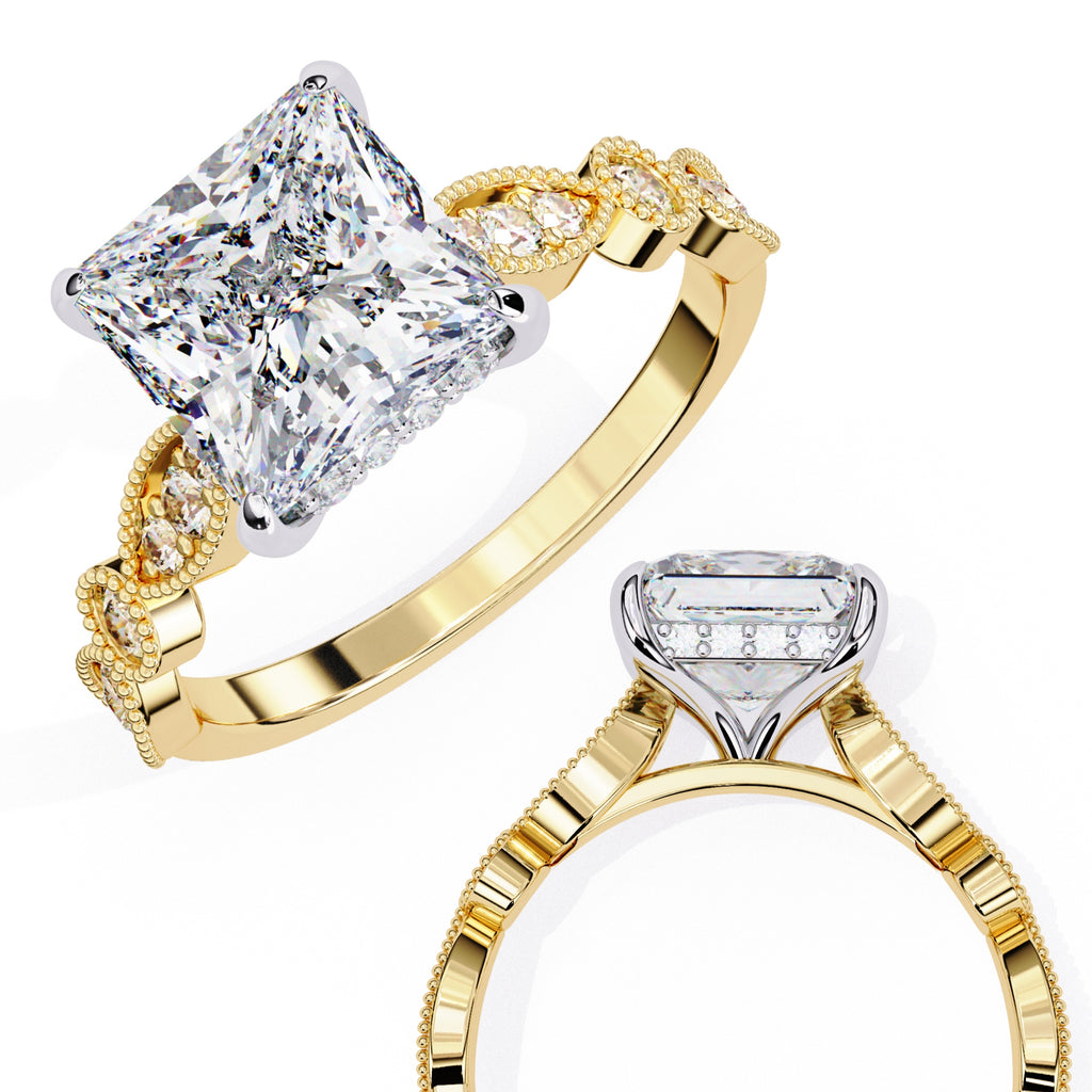 Elegant Central Stone Diamond Ring with Radiant Side Accents