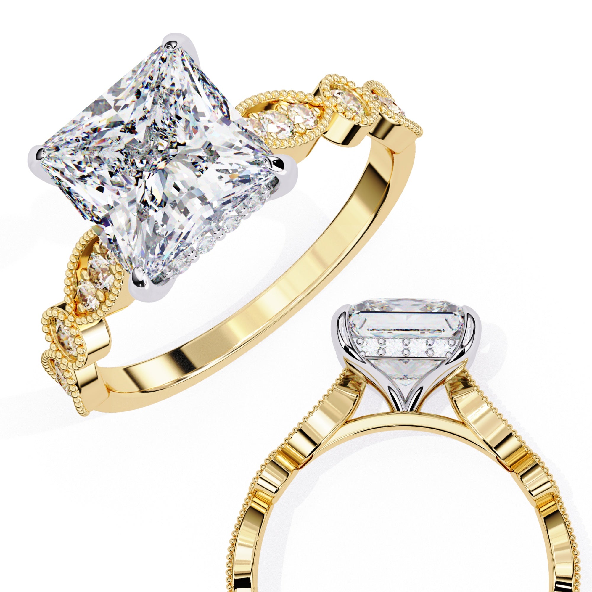 Elegant Central Stone Diamond Ring with Radiant Side Accents