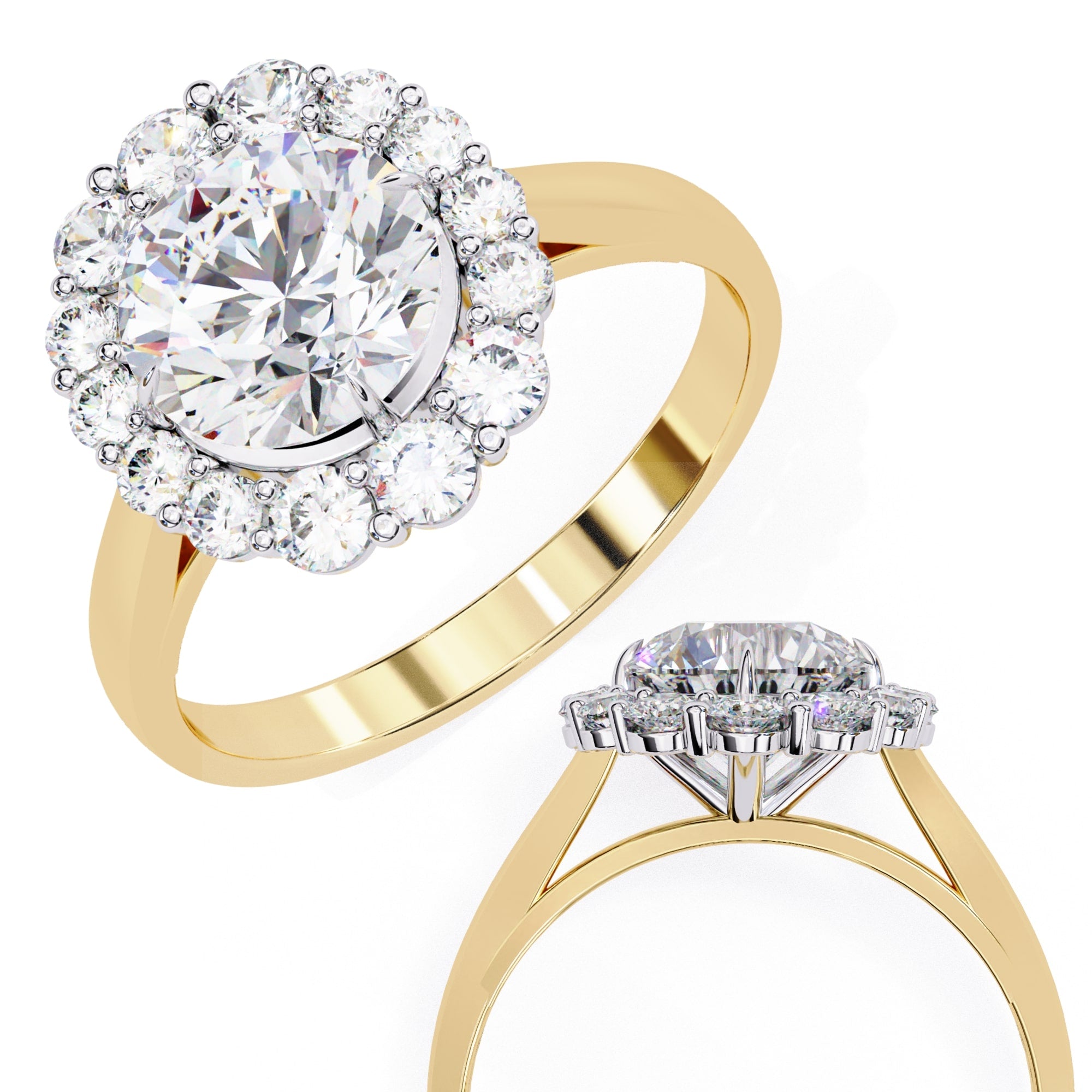 Elegant Central Stone Diamond Halo Ring