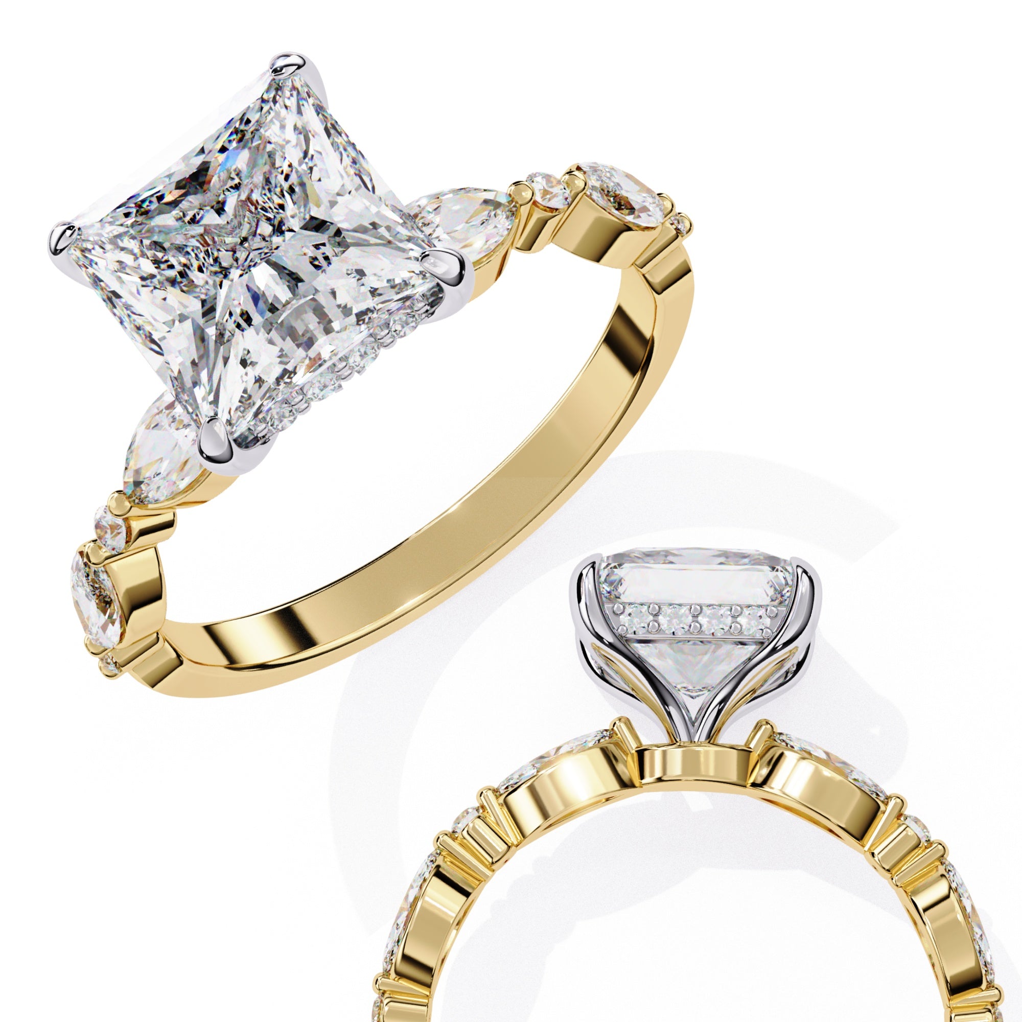 Elegant Central Stone Diamond Ring with Radiant Side Accents