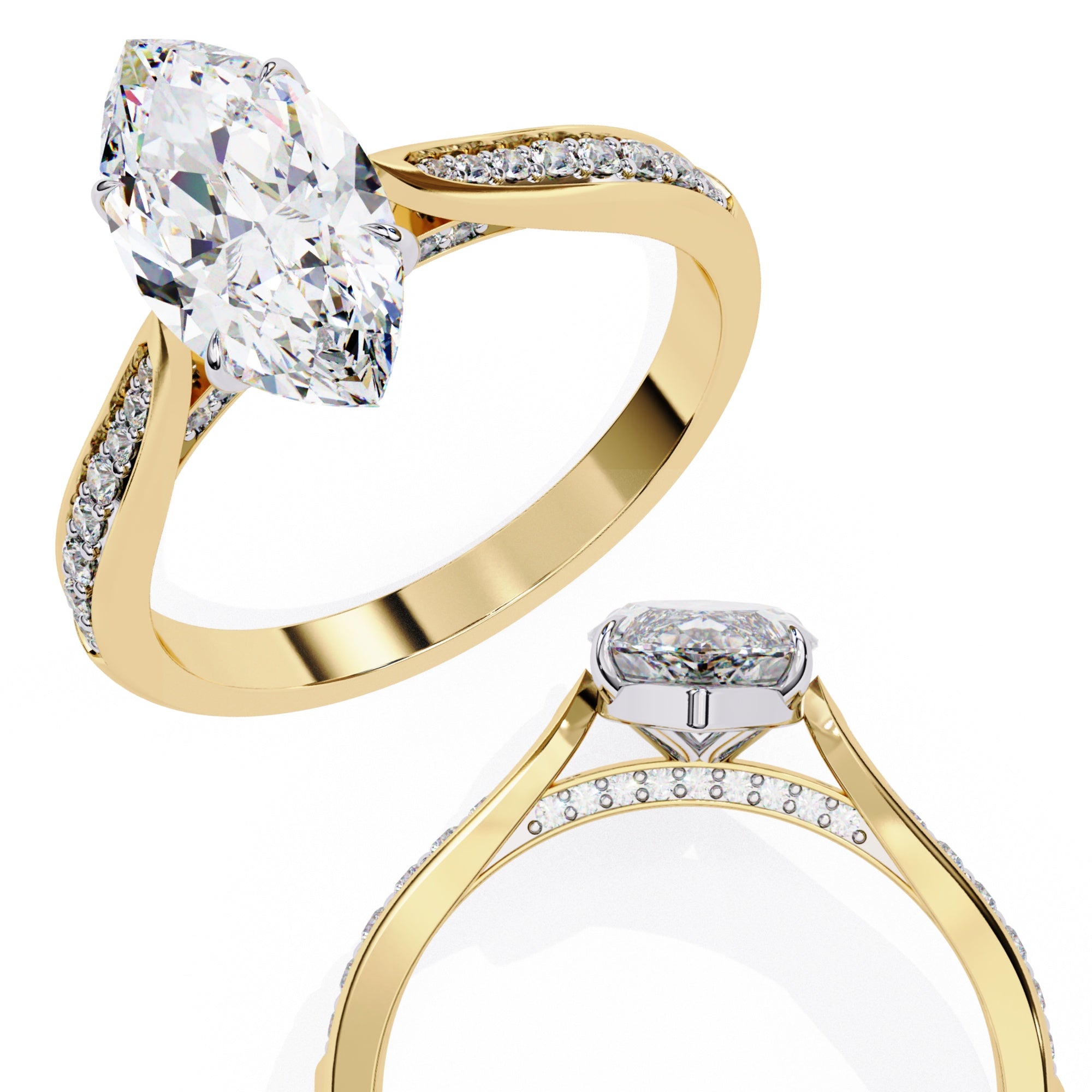 Elegant Central Stone Brilliance Ring with Shimmering Side Accents