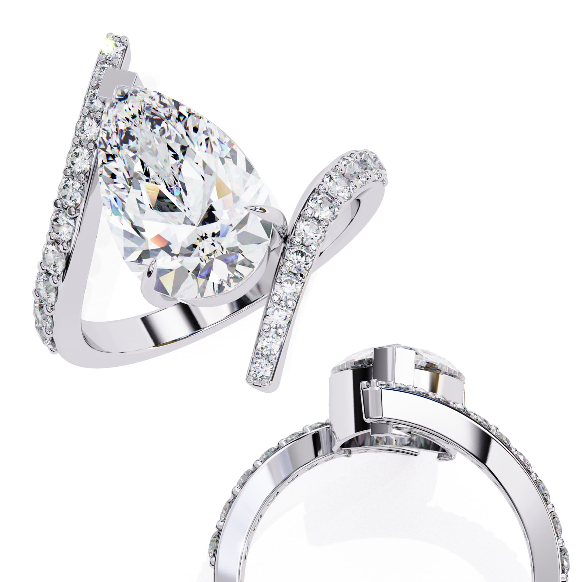 Radiant Central Stone Diamond Ring with Side Accents