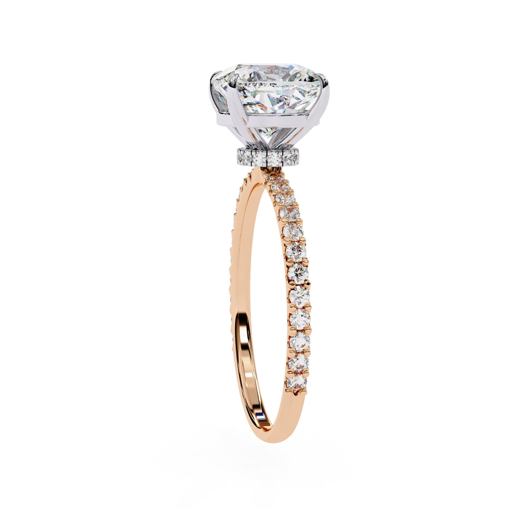 Radiant Central Stone Diamond Ring with Shimmering Side Accents