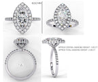 Radiant Diamond Cluster Central Stone Ring