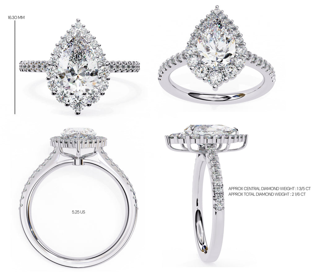 Radiant Central Stone Diamond Side Accent Ring