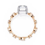 Radiant Central Stone Diamond Ring with Shimmering Side Accents