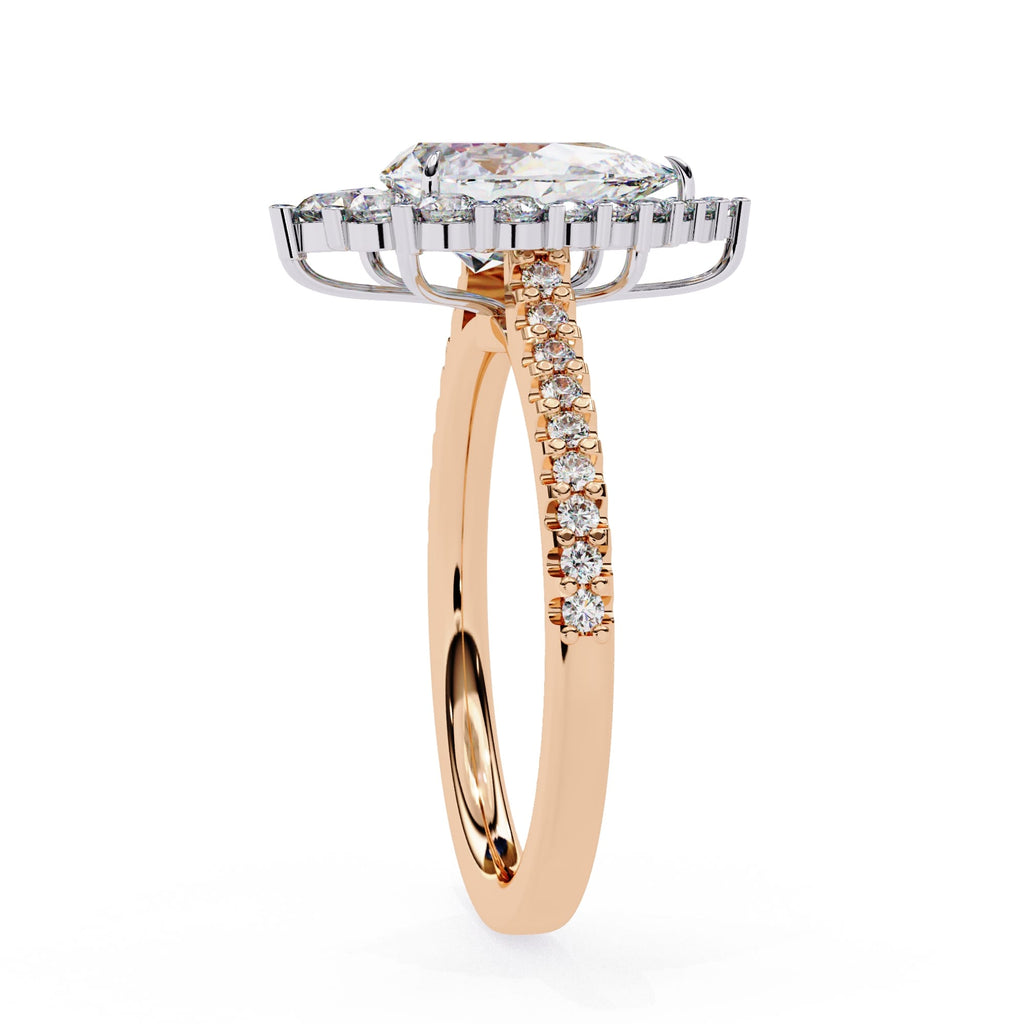 Radiant Central Stone Diamond Side Accent Ring