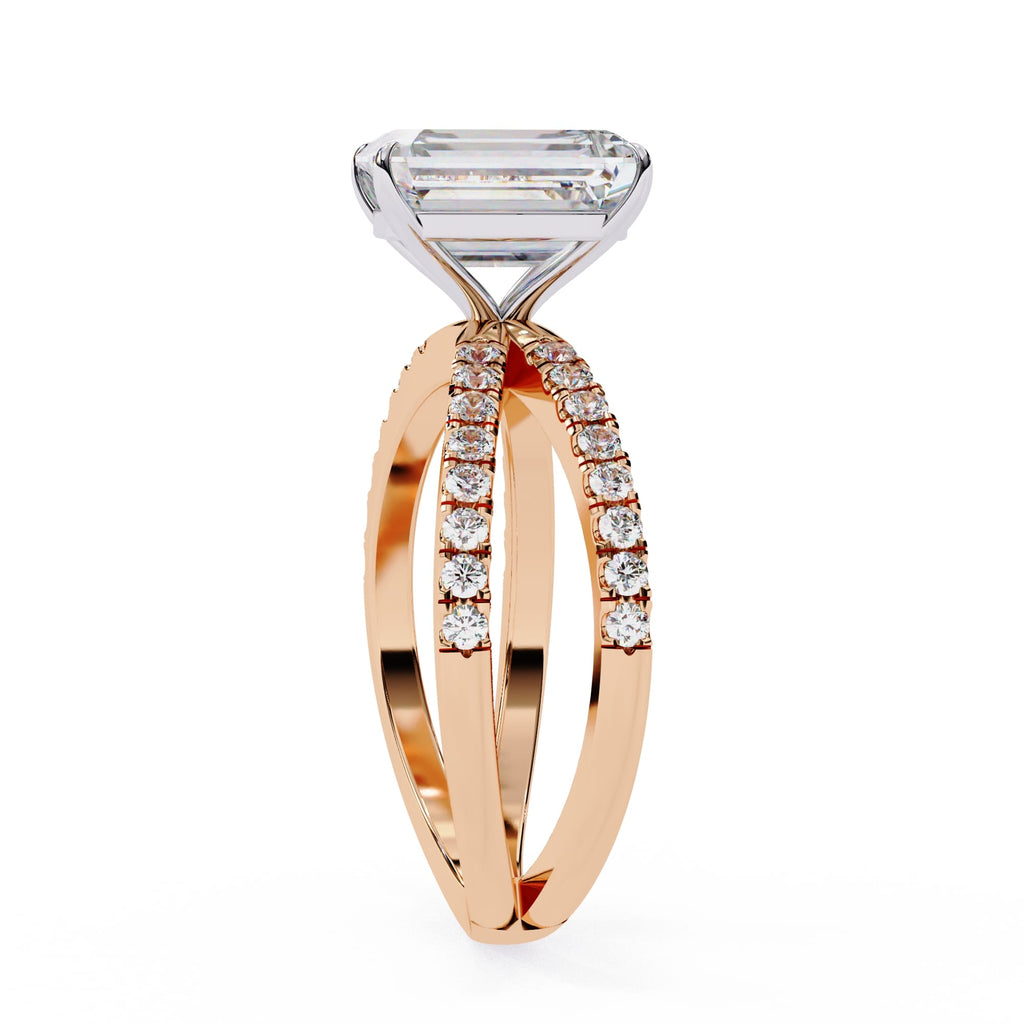 Radiant Central Stone Diamond Ring with Shimmering Side Accents