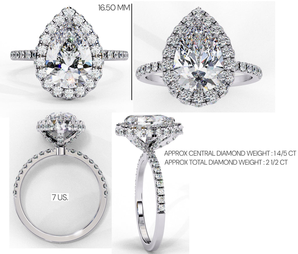 Elegant Central Stone Diamond Halo Ring