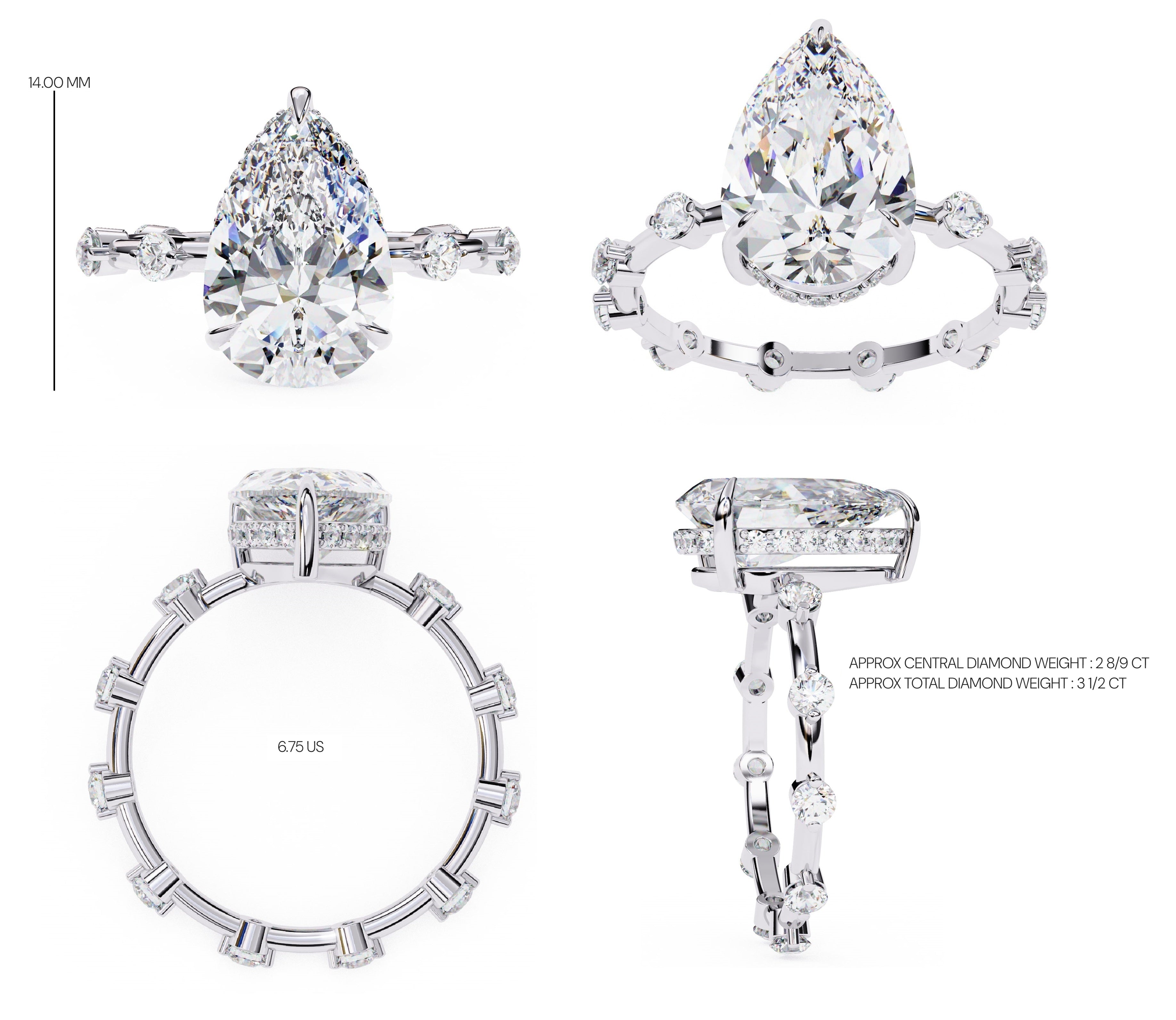 Elegant Central Stone Diamond Ring with Radiant Side Accents