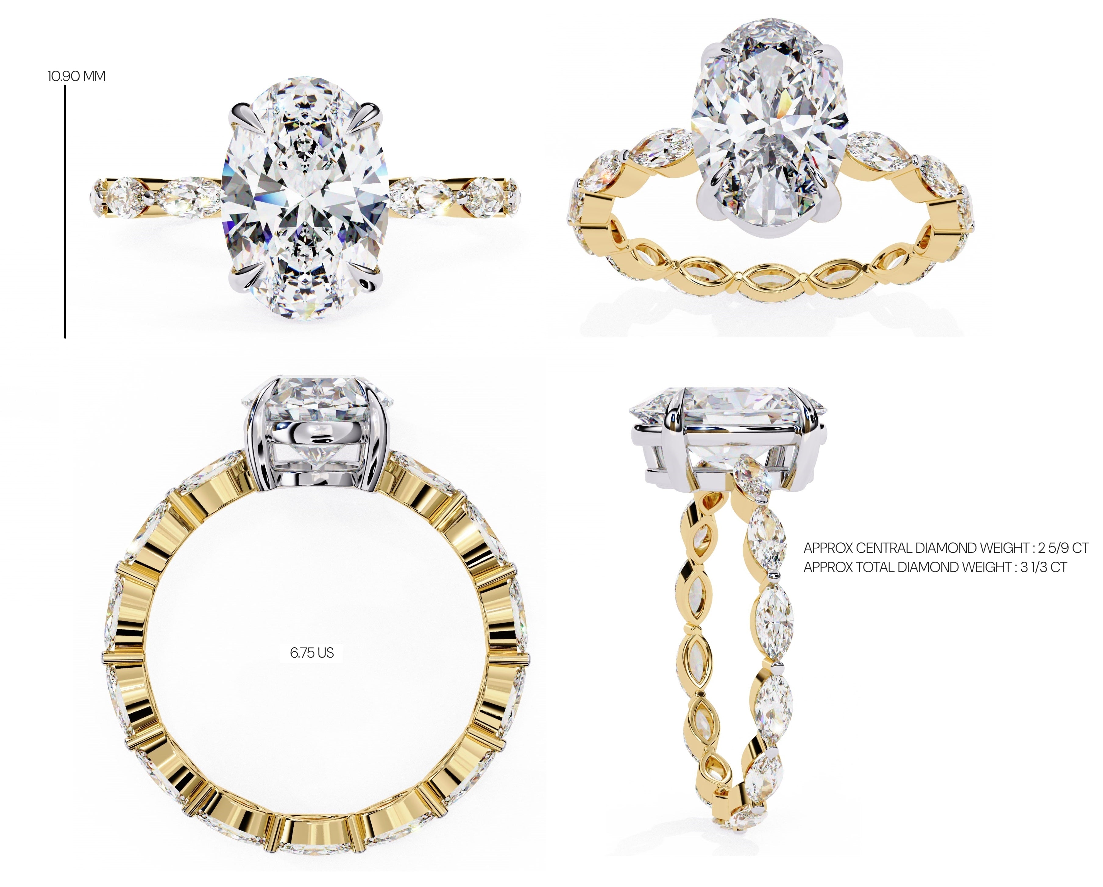 Elegant Diamond Central Stone Ring with Brilliant Side Accents