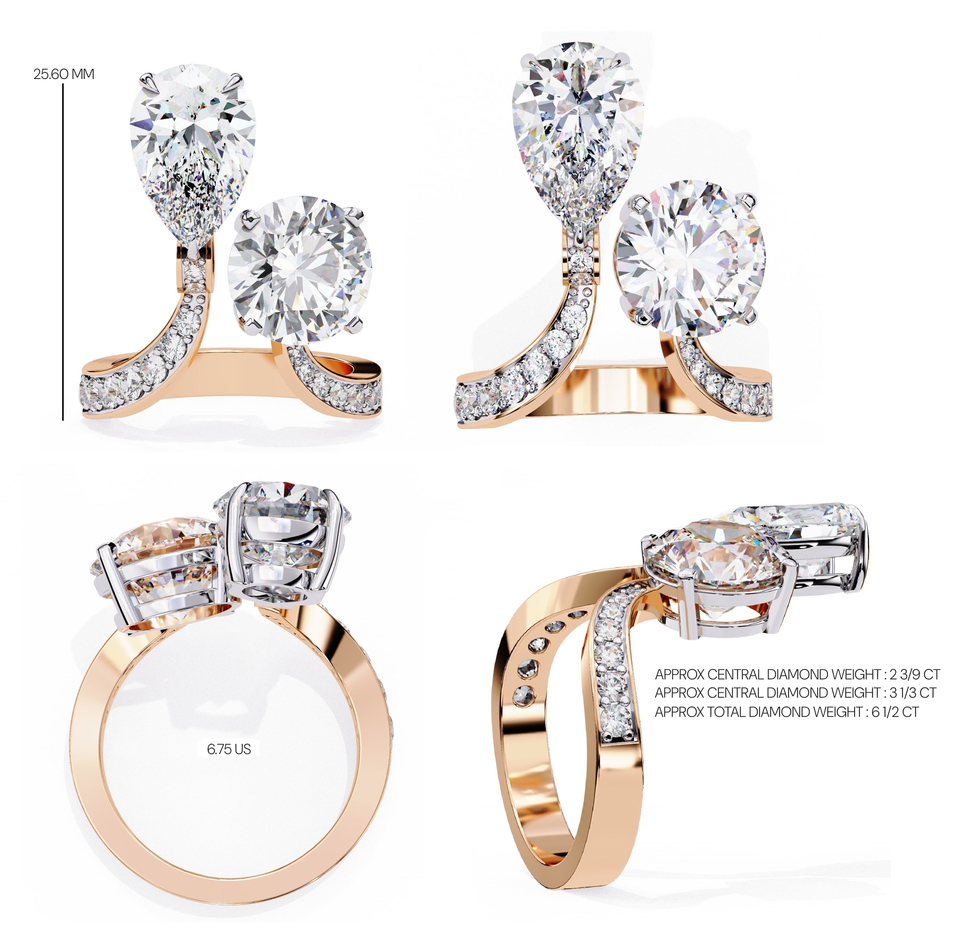 Radiant Central Brilliance Diamond Ring with Elegant Side Stones