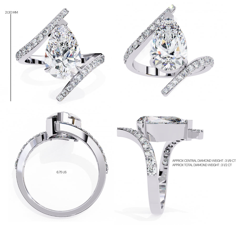 Radiant Central Stone Diamond Ring with Side Accents