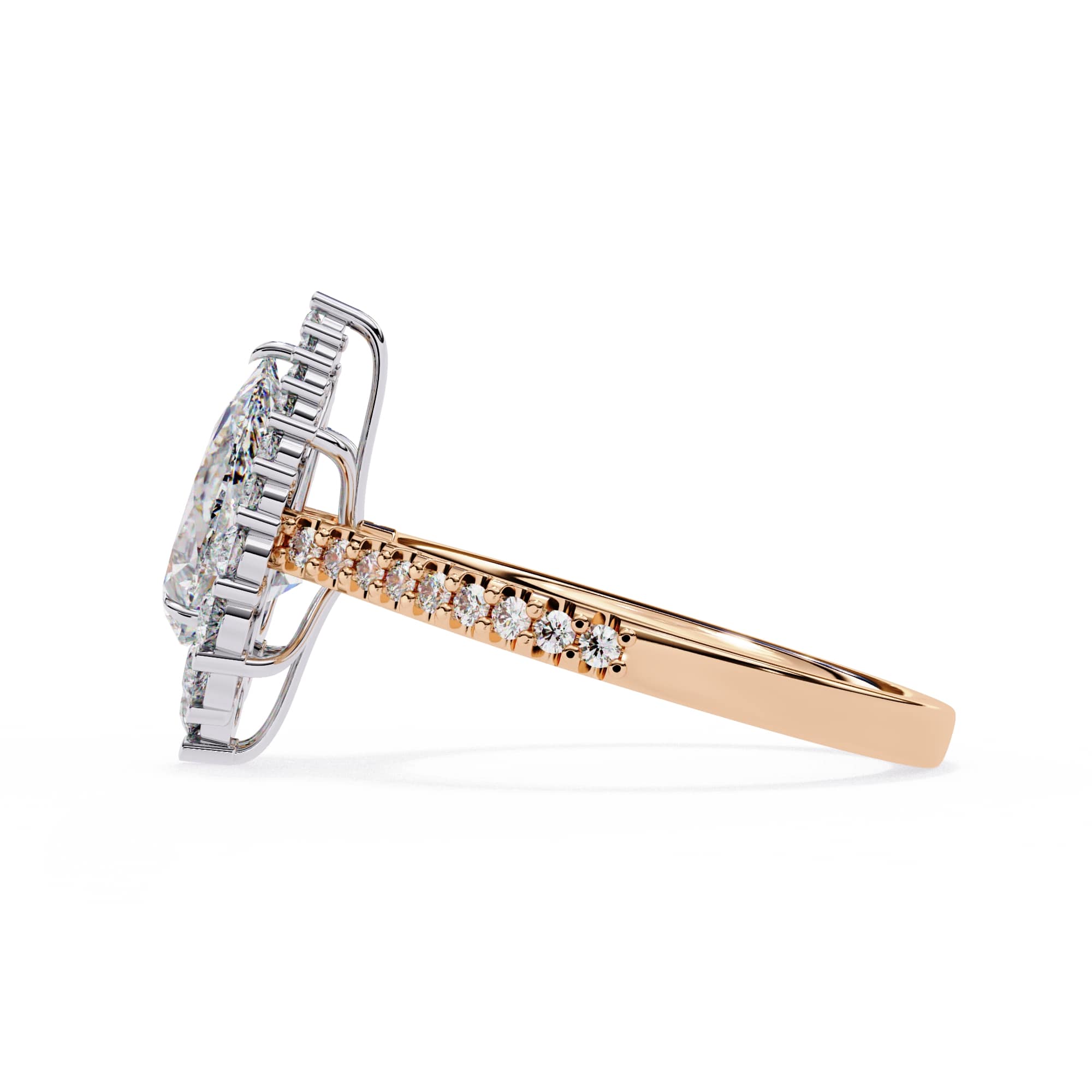 Radiant Central Stone Diamond Side Accent Ring