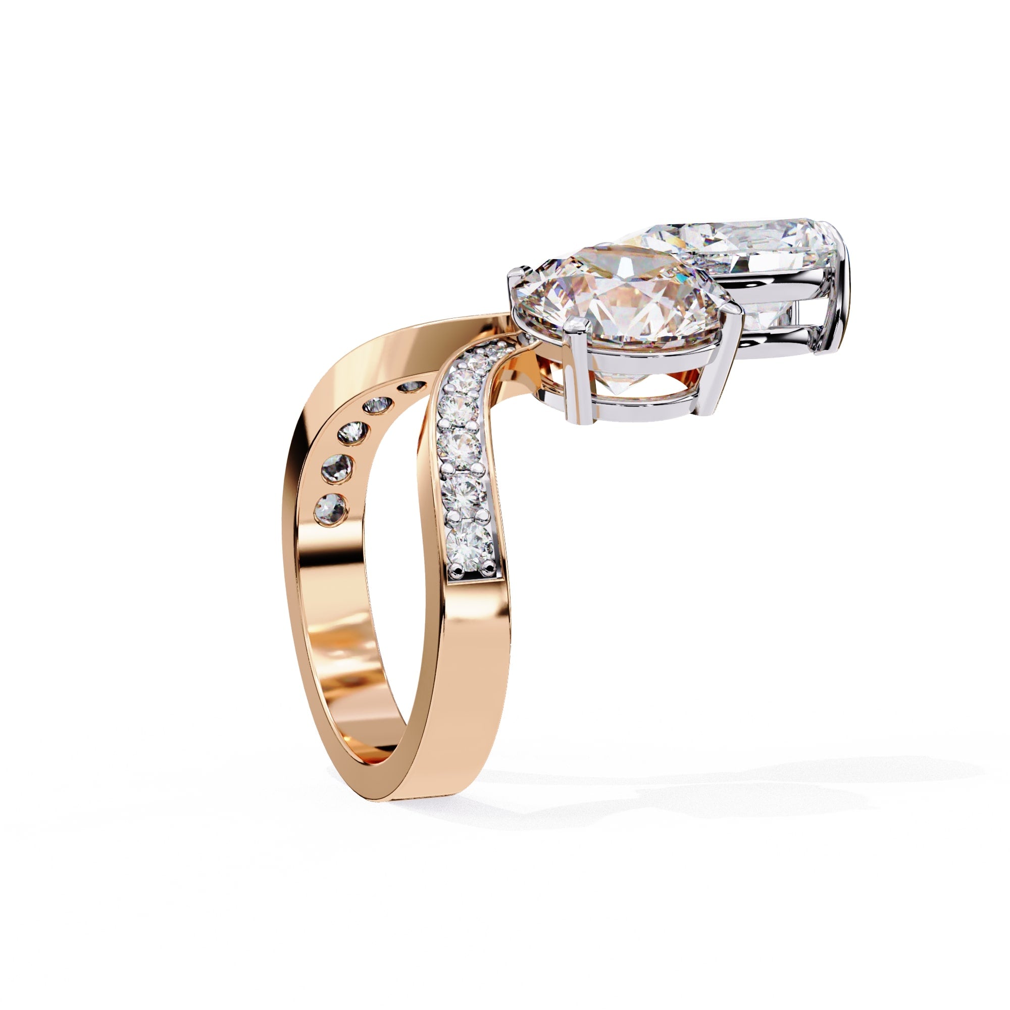 Radiant Central Brilliance Diamond Ring with Elegant Side Stones