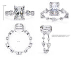 Radiant Central Stone Diamond Ring with Shimmering Side Accents
