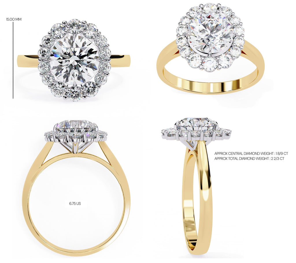 Elegant Central Stone Diamond Halo Ring