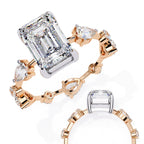 Radiant Central Stone Diamond Ring with Shimmering Side Accents